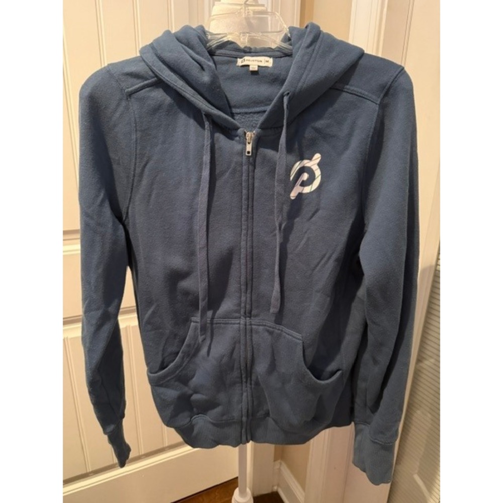 Peloton Together We Go Far Full Zip Hoodie Slate Blue Graphic Sweatshirt Medium